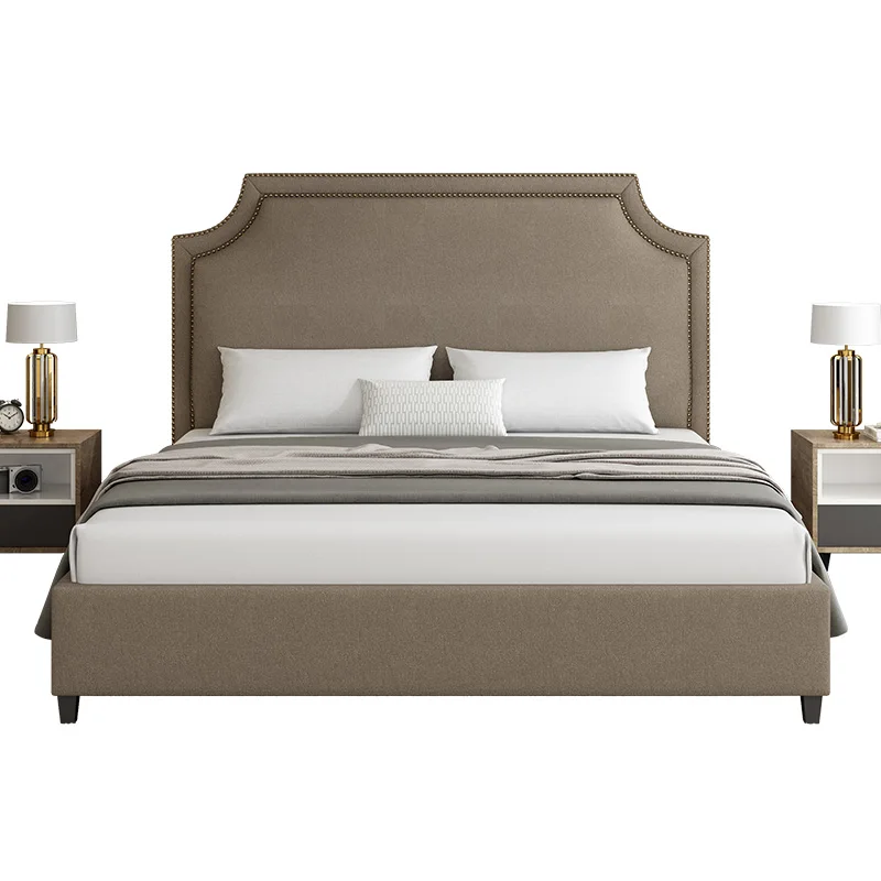 
New fashion and personality simple leather bed modern bedroom furniture leather double bed storage bed for thickened headboard 