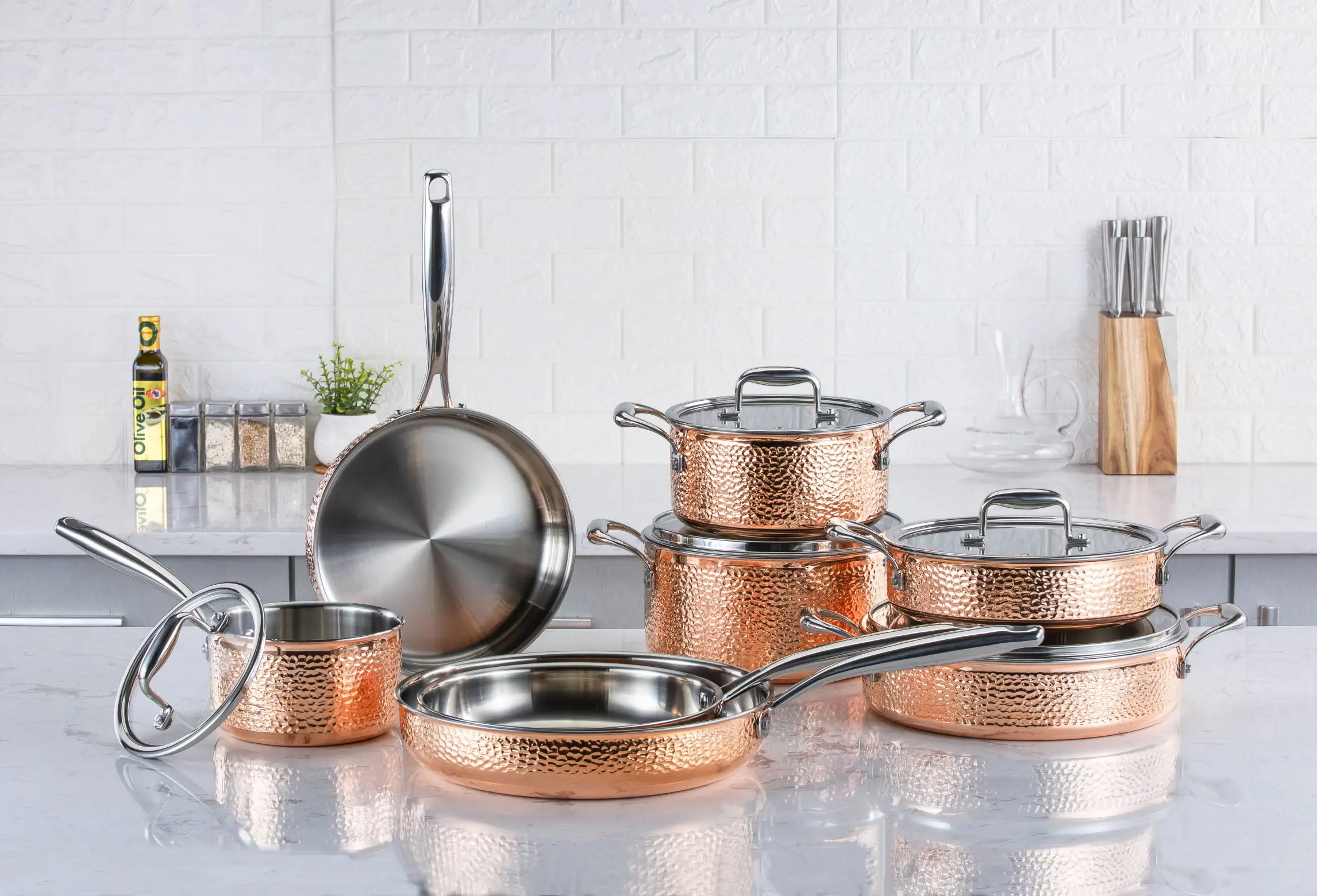 12 pcs Copper Pots and Pans Cookware Sets Stainless Steel Kichen Ware Cooking Cookware Set 316