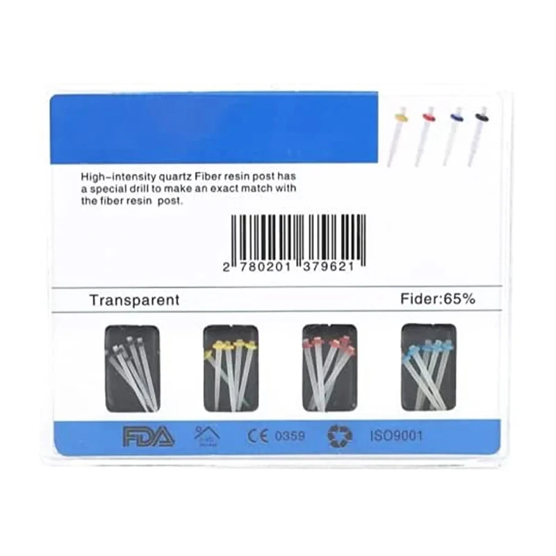 Dental Fiber Post Resin post Screw Thread Quartz & 4-Drills Mixed Size