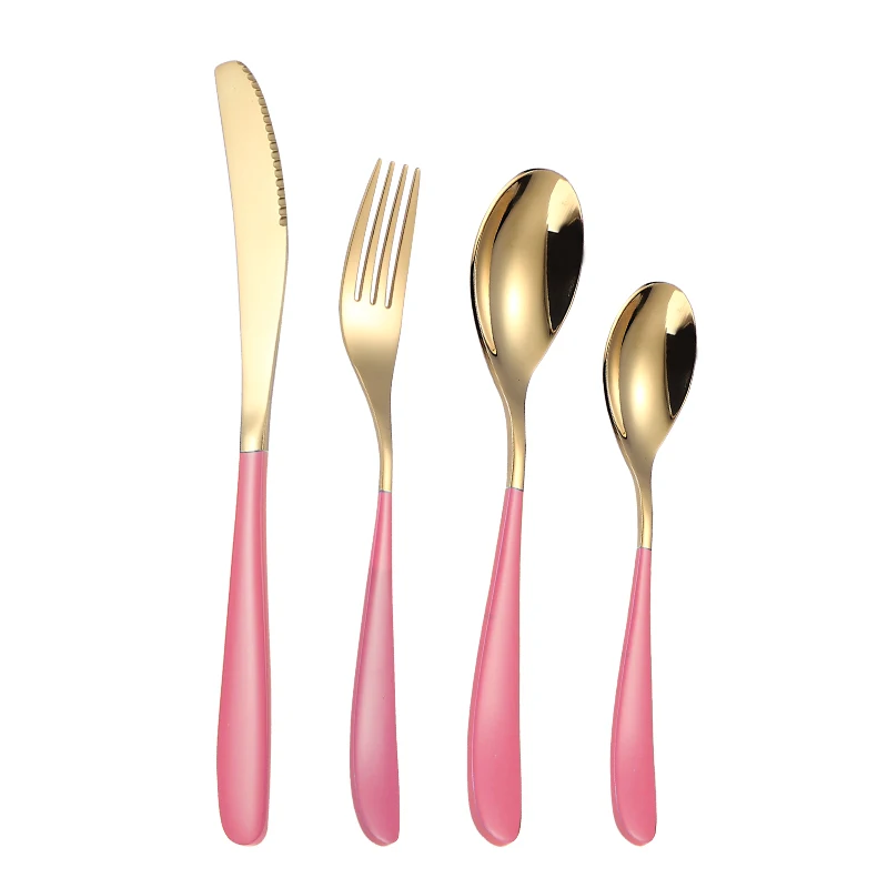 Reusable Food Grade Stainless Steel Restaurant Flatware Fork Knife And Spoon Set