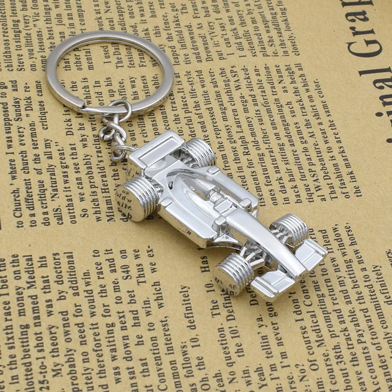 27mm*60mm Wholesale Newest and Fashionable Mini Formula Car Metal Keychains Metal Crafts Hardware Accessories