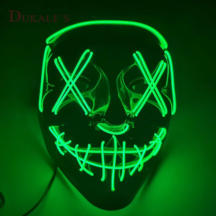 2021 Hot Halloween Led Mask Purge Neon Mask Election Mascara Costume Dj Party Light Up El Masks Glow Dark Punk Fashion Cosplay