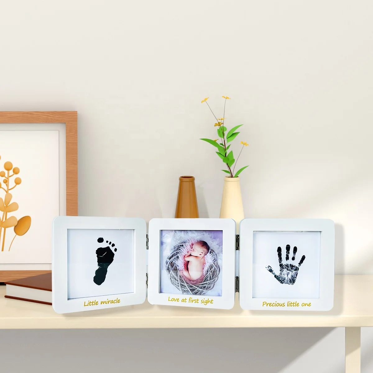 Wholesale baby hand print kit clay baby foot print picture frame baby photo frame