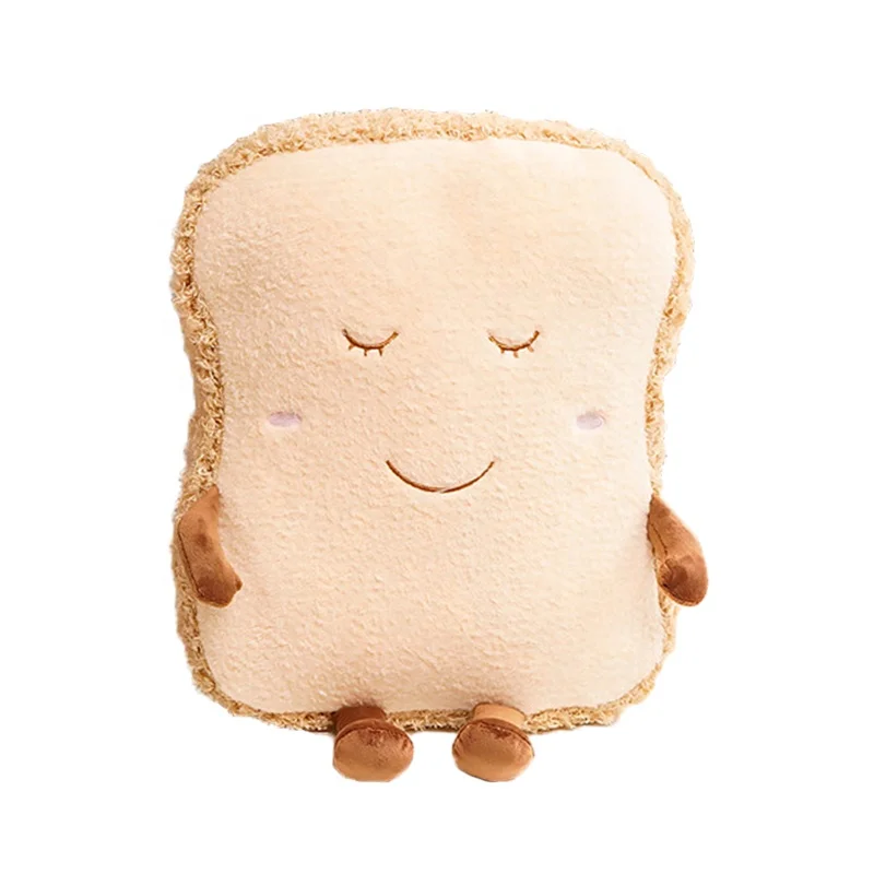 Custom Made Soft Toy Toast Sliced Bread Pillow Cute  Smile Stuffed Bread Toy Cotton Plush Sofa Pillows Toast soft toy, Brown