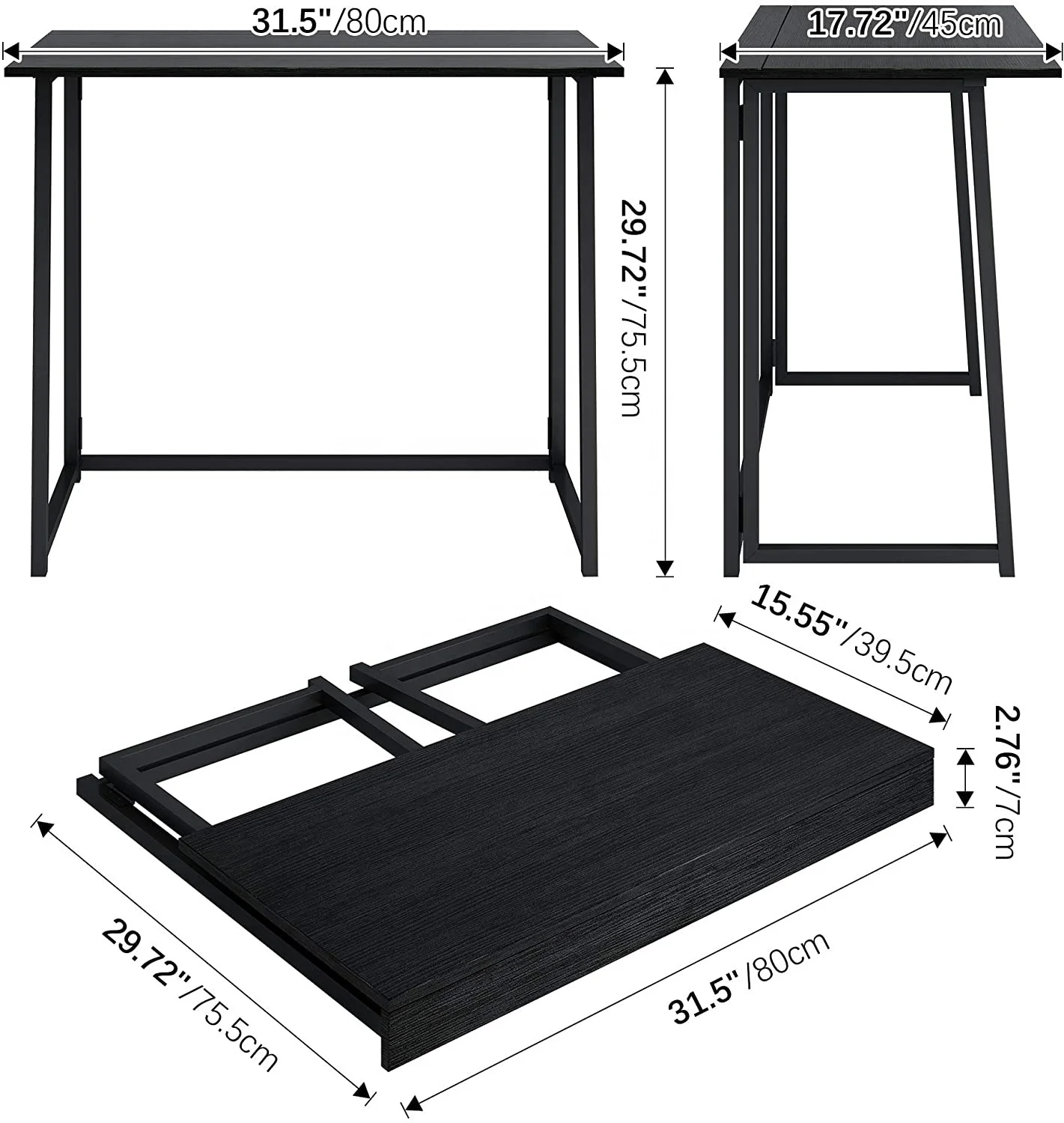 Nordic Factory OEM Popular Foldable Office Desk 31 Inch Small Size Cheap Folding PC Computer Table Desk