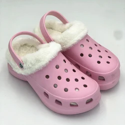 2021 Hot High Quality Cheap Couple Winter Fur Furry House Slides Slippers Men Women Plush  Hole Shoes