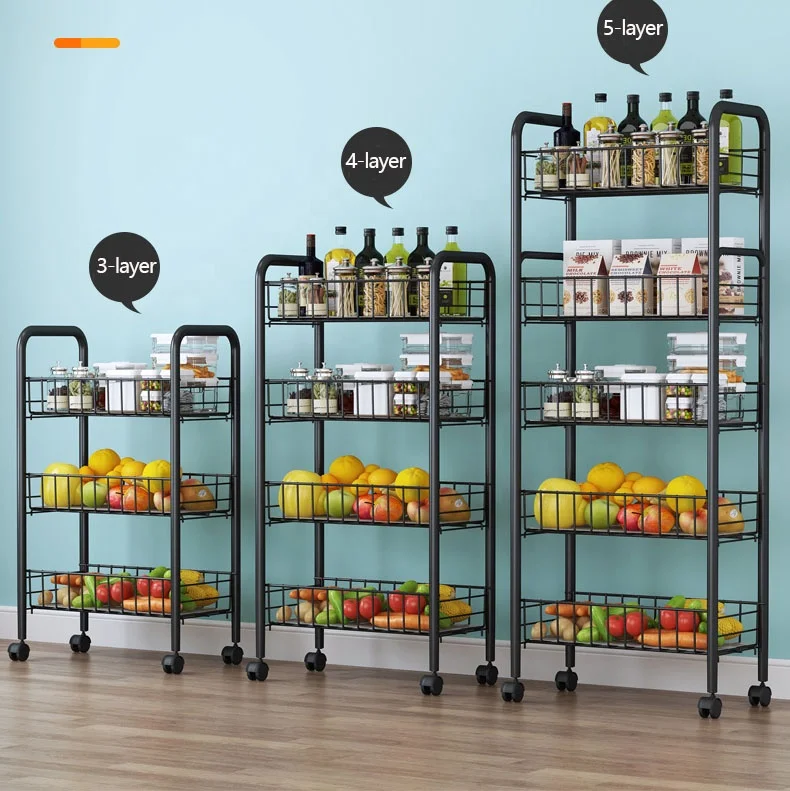 Multi-layer Rotating Kitchen Storage Rack Vegetable Fruit Trolley Kitchen Rack Movable rotating shelf organizer