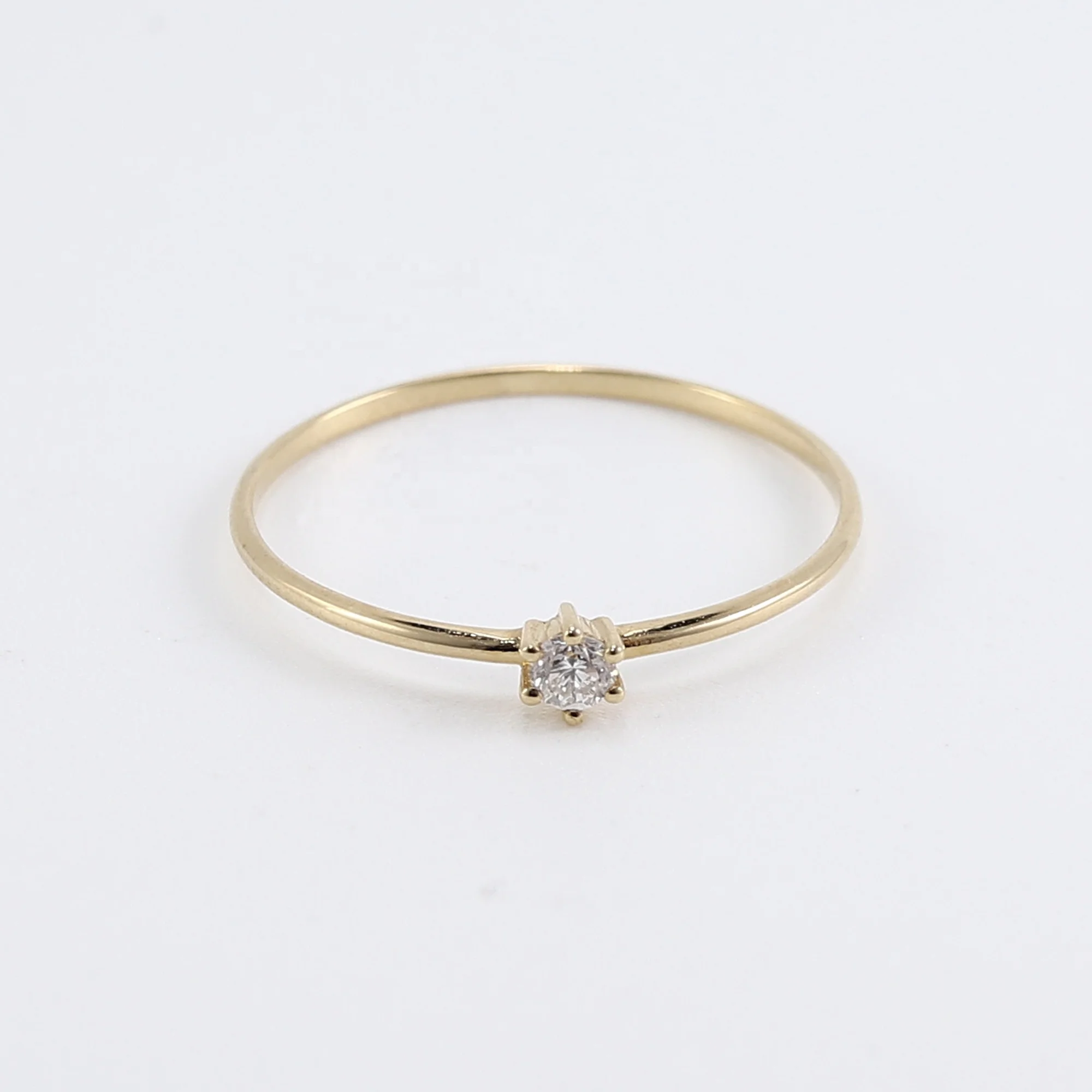 Minimalist 14K 18K Jewelry AU585 AU750 Custom Thin Band Diamonds Round Marquise Pear Light Weight Solid Gold Ring For Women