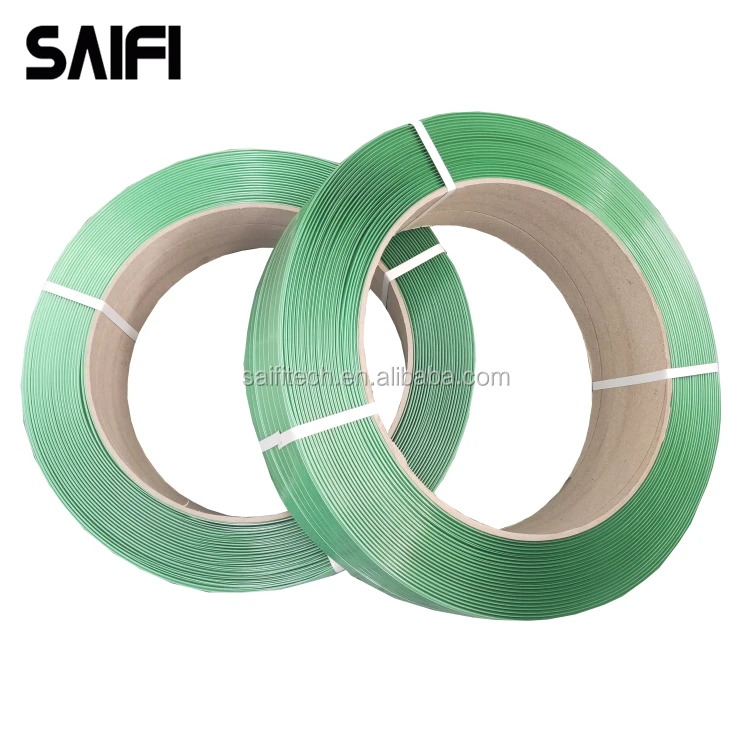 Green embossed plastic strapping PET packing bricks timbers 16mm width green pet plastic strip