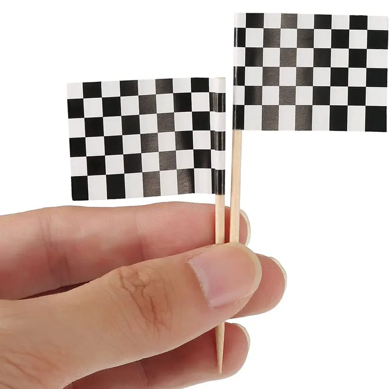 Custom Checkered Racing Flag Toothpicks Cupcake Picks Toothpick Flag Dinner Flags Race Car Cake Toppers Decorations Party
