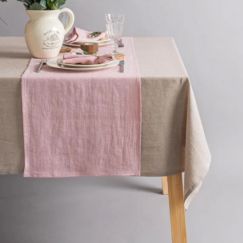Natural linen table runner kitchen linen fabric for table decoration French linen table runner