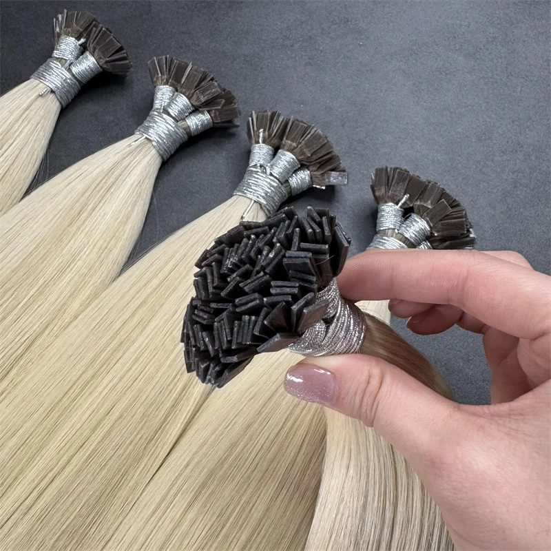 2024 Italian Keratin Glue Hair Russian Double Drawn Human Extensions Bonds K Tip Flat