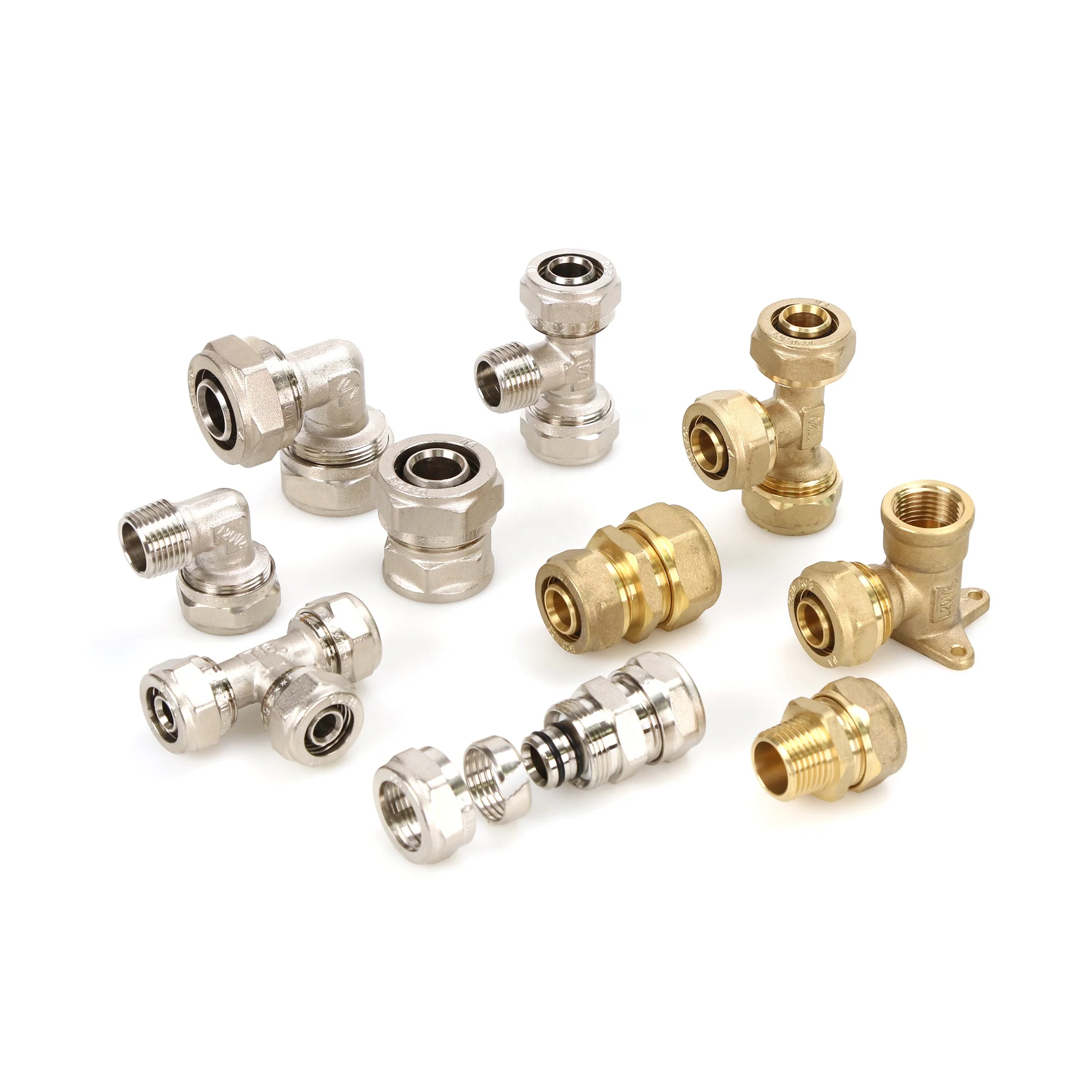 AENOR SKZ Water Mark ACS WRAS Natural color compression fitting brass compression tee  female tee