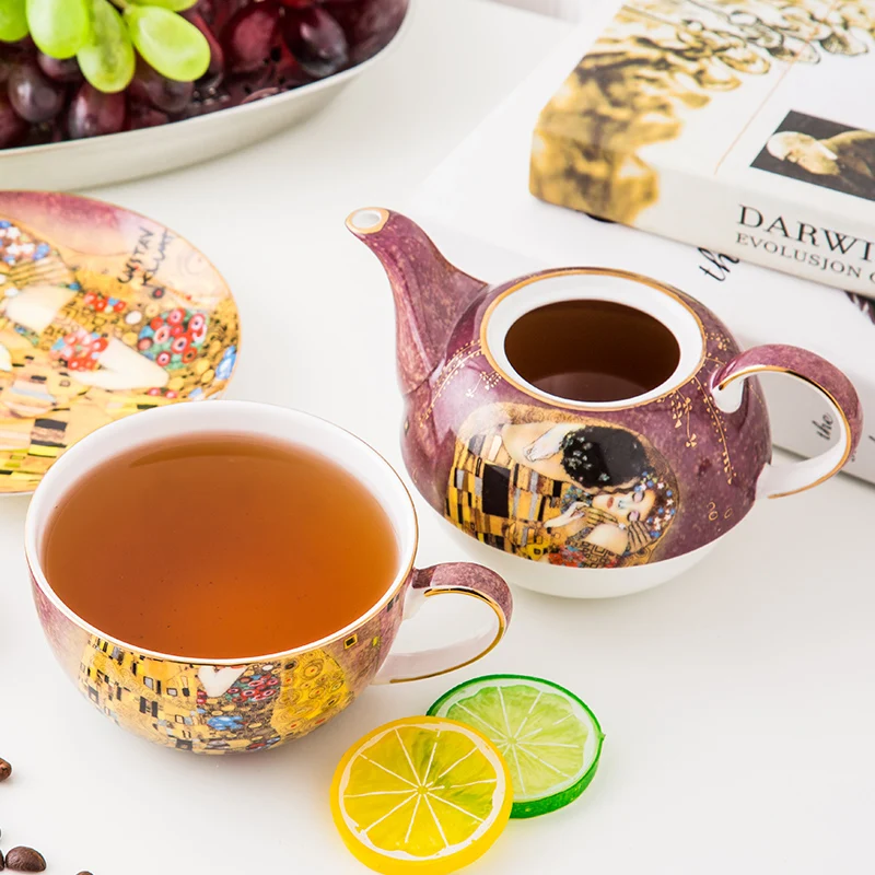 Klimt Kiss Painting Series Coffee & Tea Sets Ceramic Teapot