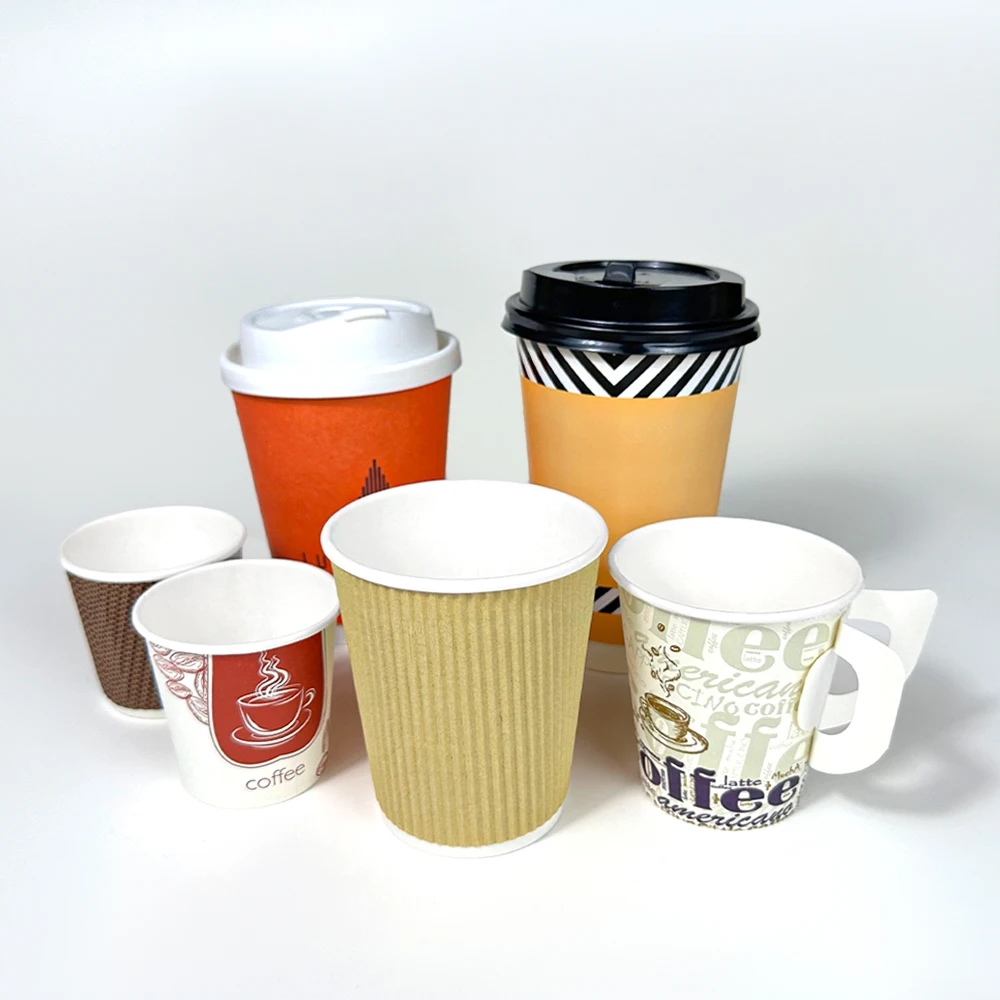 ZJPACK Custom logo Wholesale paper cups hot drinks Disposable Coffee Tea Juice kraft single wall Paper coffee