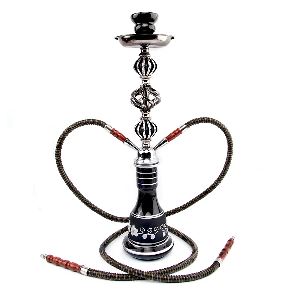 Wholesale Cheap Double Hose Mix Color Hookah Pipe Complete Accessories Shisha Portable Metal Hookah Chicha
