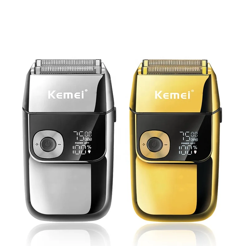 Cordless Kemei Km-2028 Electric Metal Pocket Baber Shaver Adjustable Men Head Razor Gold Electric Hair Trimmer with Lcd Display