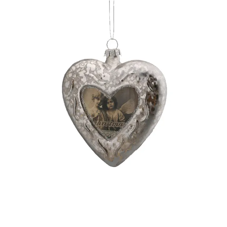 Wholesale christmas glass heart shaped ball hanging tree decoration