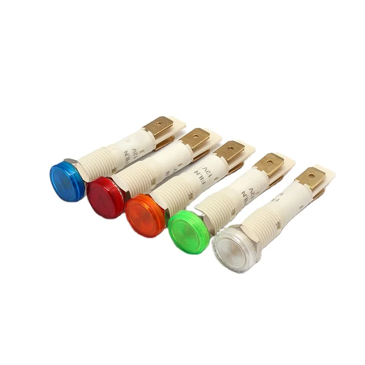 10mm flat lamp indciator light led neon lamp bulb signal warning red green amber blue white Any voltage