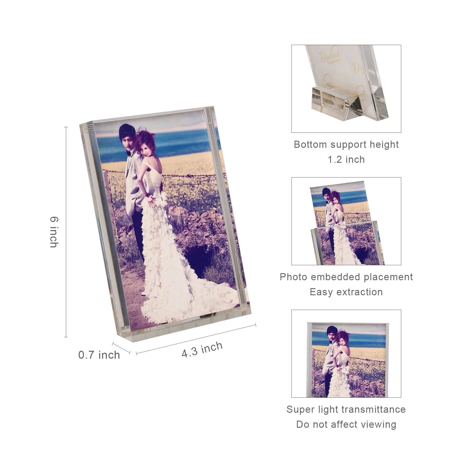 High-Definition Vertical Photo Display Stand Smart Acrylic Magnet Photo Frame Factory Wholesale Families Friends Commemorative