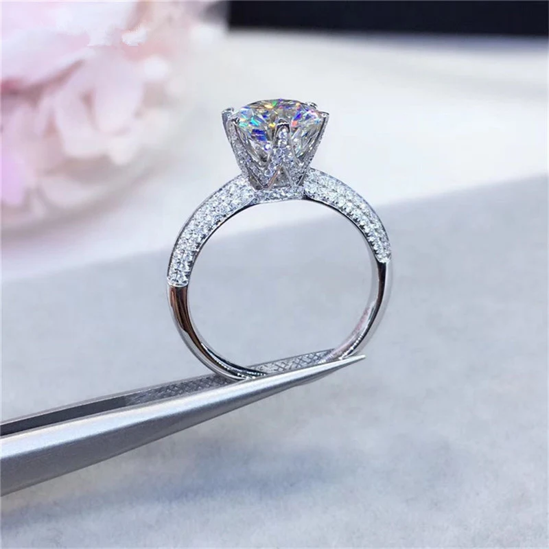 Factory wholesale Vvs Moissanite Ring Pass Diamond Tester 925 Sterling Silver Women Ring Trendy Moissanite Jewelry For Women