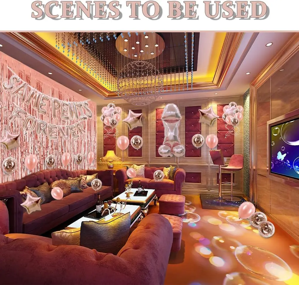 Wholesale Bachelor Party Decoration Penis Balloons Rose Gold Confetti Balloons