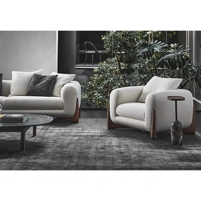 Designer home Nordic apartment villa fabric log sofa living room minimalist double Japanese sofa combination