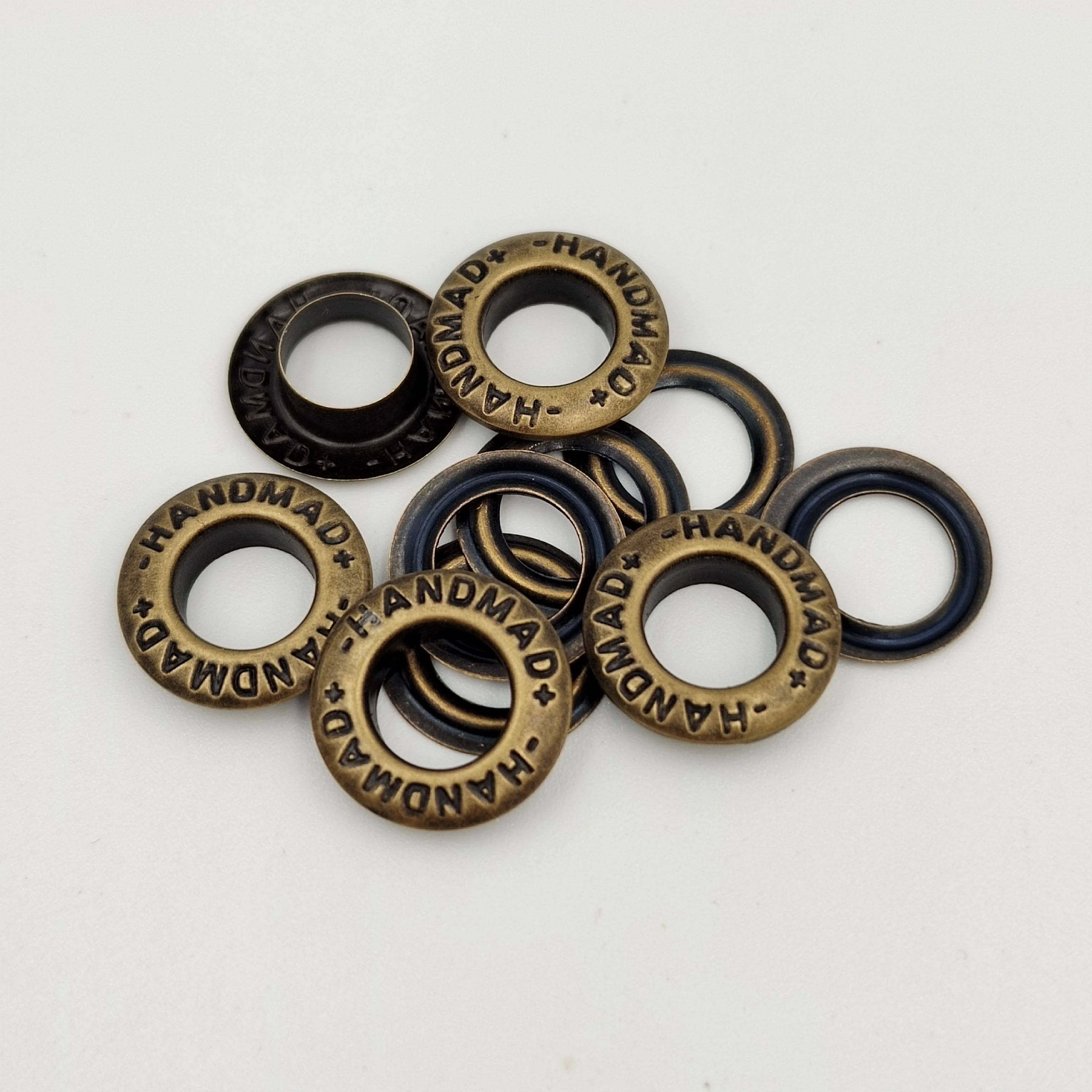 Custom engraved brand letter metallic brass eyelets and grommets