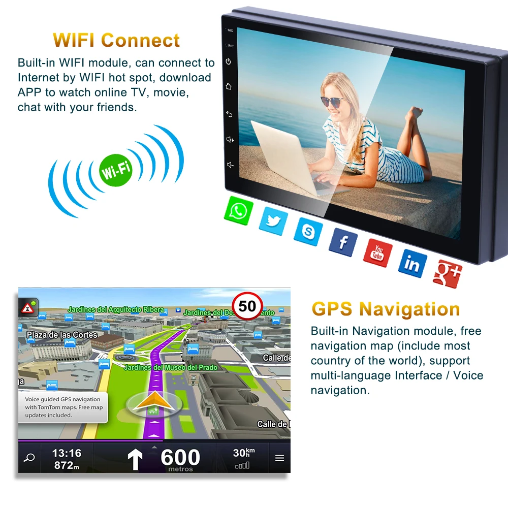  Bosstar Android автомобильный стерео dvd плеер радио с gps навигационная система для 7-дюймовый