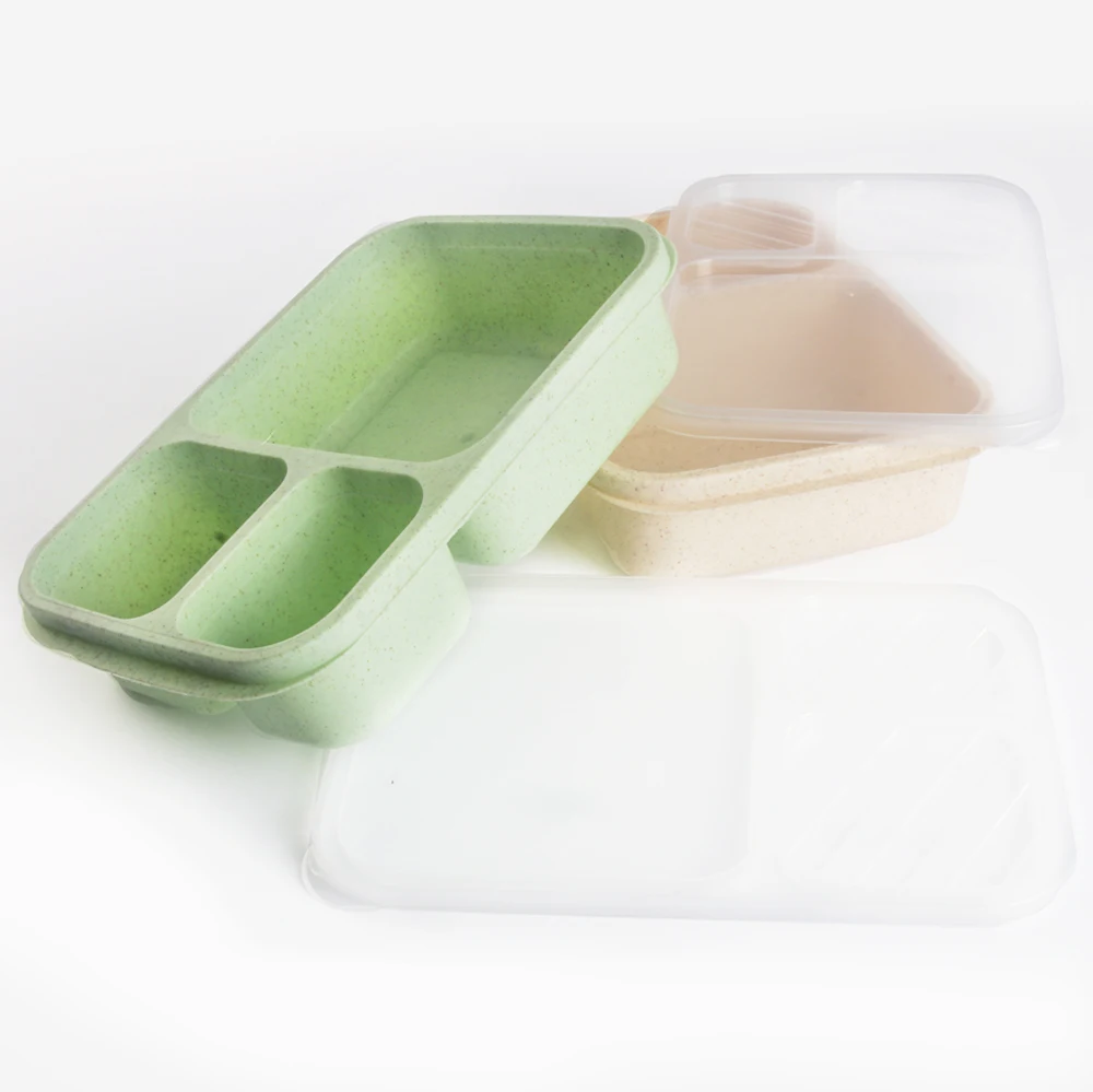 BPA free kid bento box eco friendly food container  wheat straw plastic salad lunch box