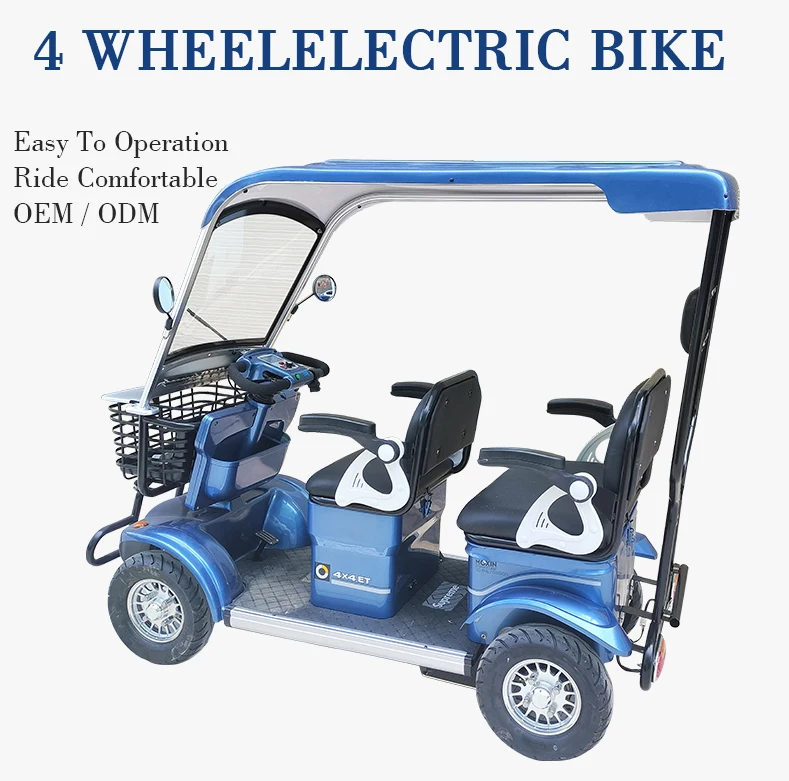 Electric Sightseeing Bus 4 Seater Electric Auto Rickshaw E Bike 4 Wheels City Electric Cars With Roof