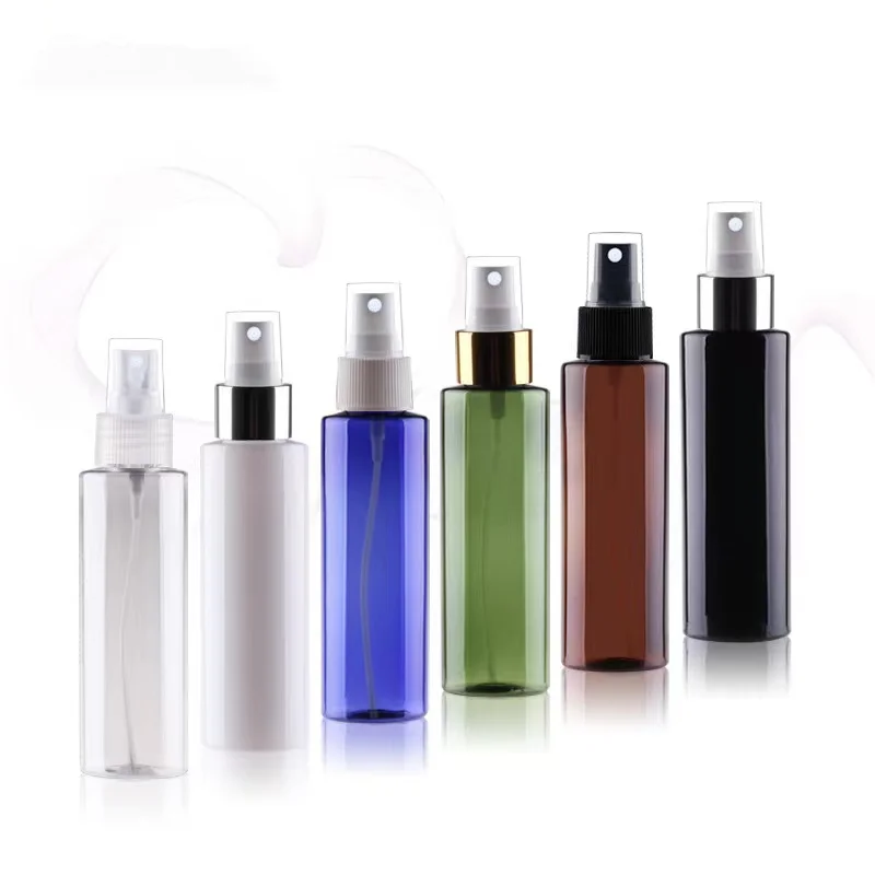 high end empty cosmetic bottle  transparent blue amber green white black  120ml 4oz fine mist  plastic spray bottles