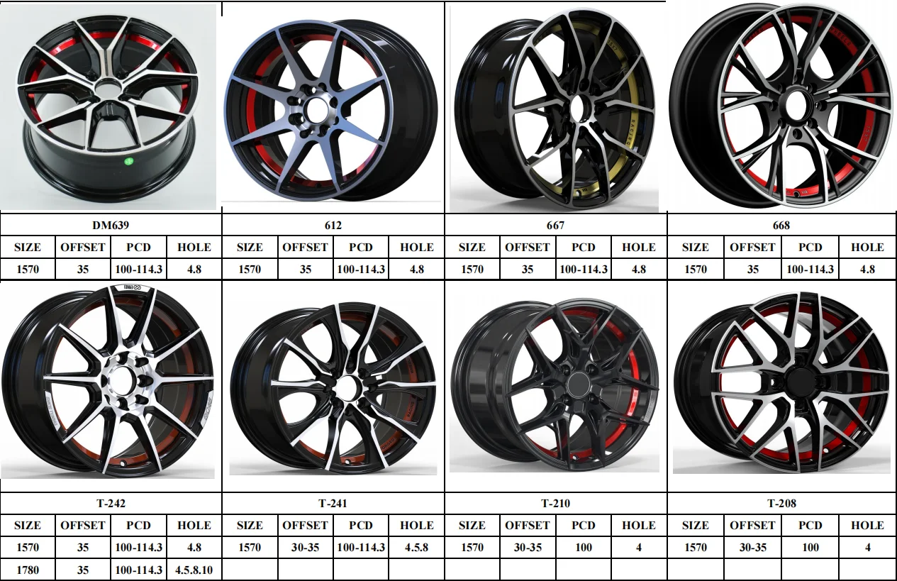 Black and red alloy wheels import alloy wheels 14inch 15inch 16inch 17inch