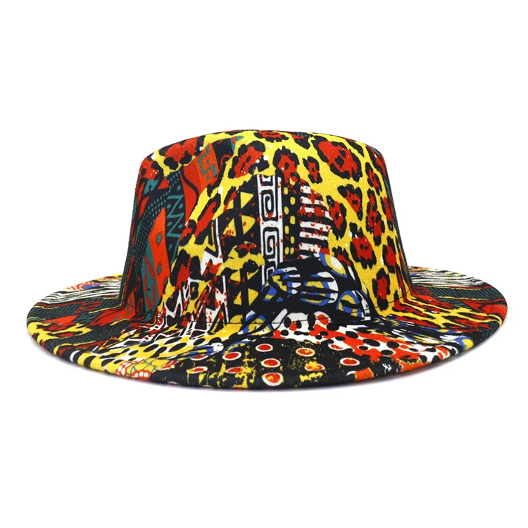 Double-sided Color Matching Jazz Hat Wholesale Leopard Print Wool Felt Fedora Hats