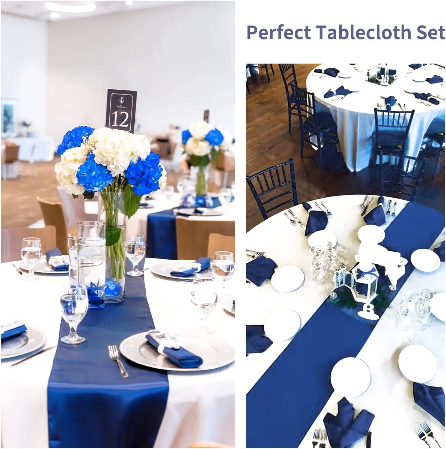 Custom Disposable Round Plain White Thick Opaque Table Cover Cloth Blue Runway Dining Wedding Birthday Party Plastic Tablecloth