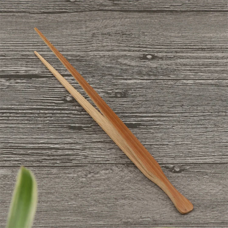 Bambus High Quality Small Serving Bamboo Food Clip Carbonized Color Mini Bamboo Tea Clip Tea Tongs With Logos