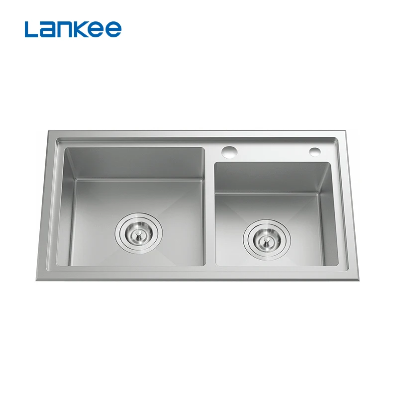 Radius corner Satin double bowl China stainless kitchen sink