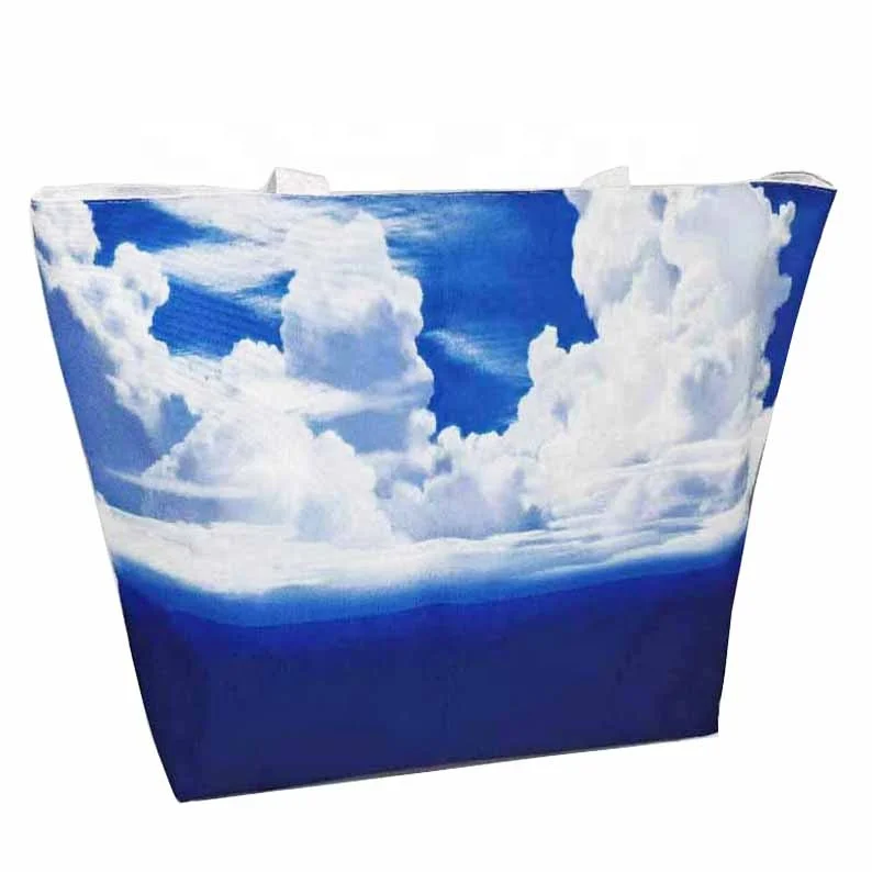 High Quality 600D Polyester Printed Beach Bag Large Capacity Double-Layer Fabric Shopping Shoulder Bag Oversized Canvas Lining