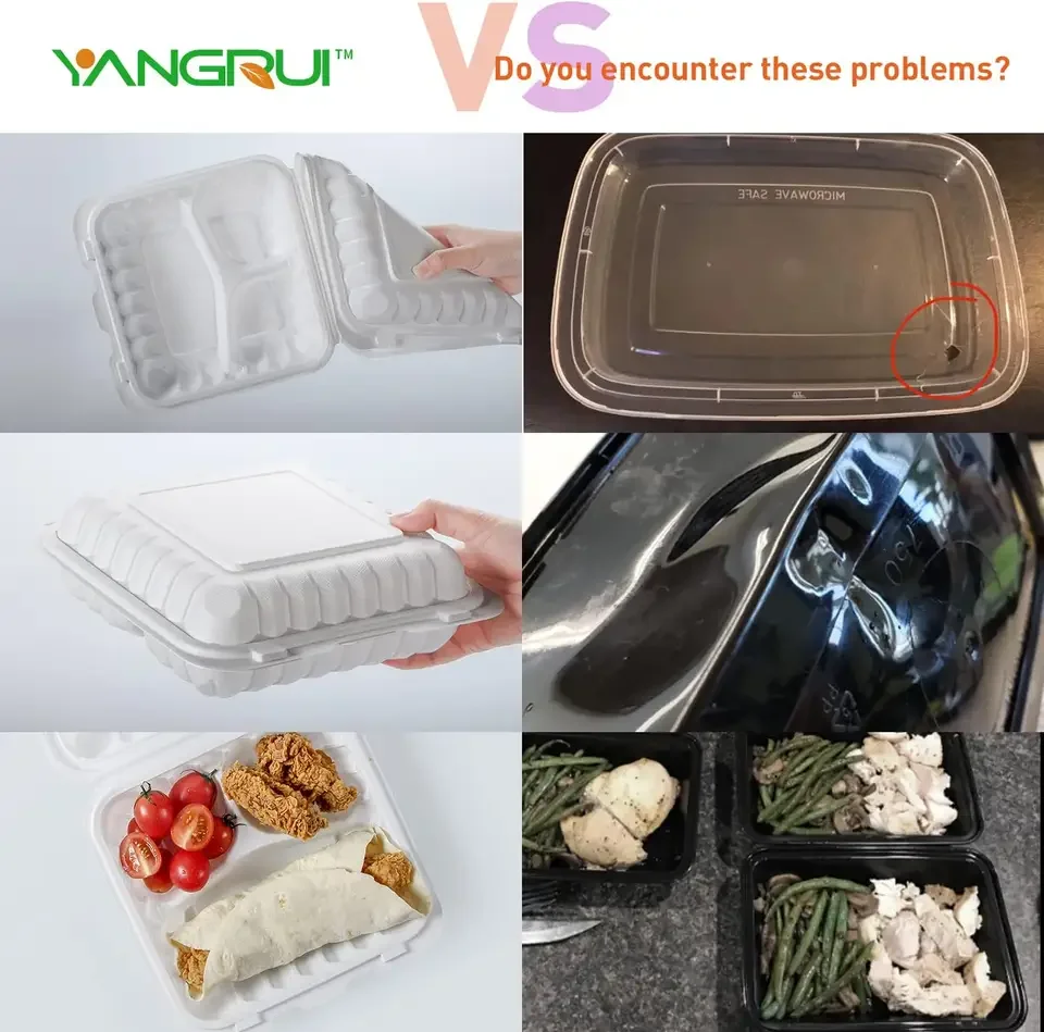 Microwavable Food Grade To Go Lunch Container Restaurant Mfpp Clamshell Take Away Boxes