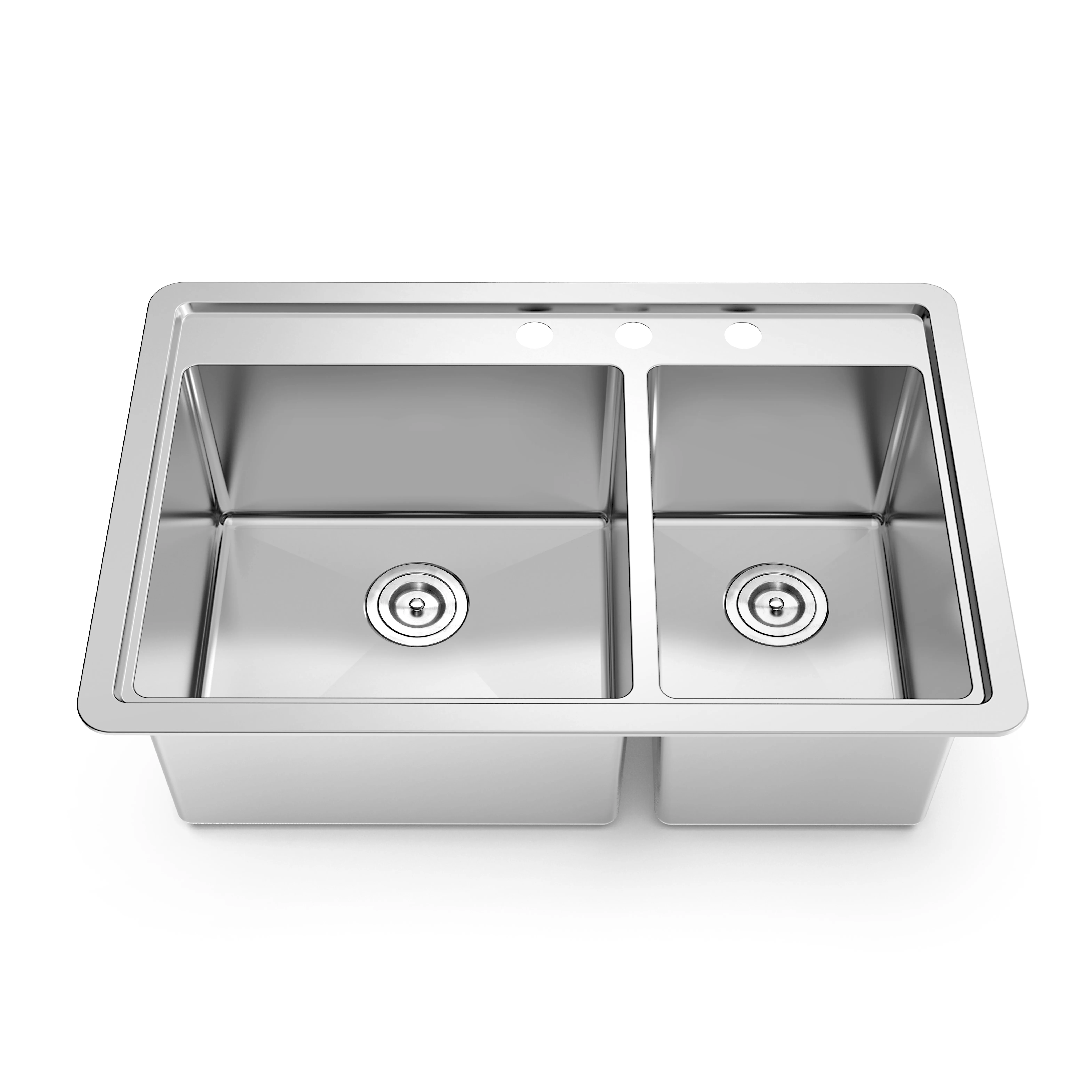 Stainless steel kitchen sink handmade sink bowl with pressed deck double bowl
