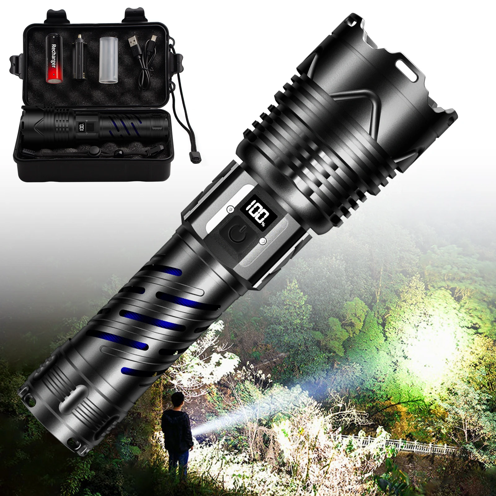 3000m long range self defense waterproof portable rechargeable led tactical lanterns torch light flashlights