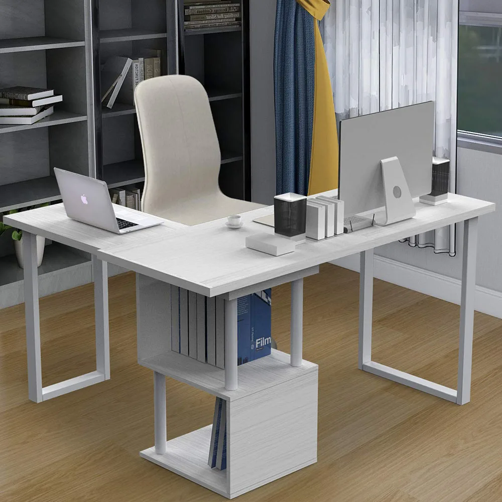 High Quality Modern Computer L Shape Work Tables Office Furniture Rotating PC Writing Table