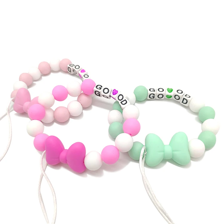 Baby Training silicone bunny teether bracelet with food grade wholesale silicone teethers