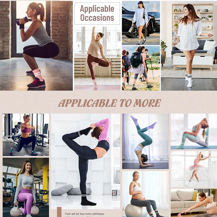 Yilong high quality anti slip logo fuzzy designer compression cotton sport women custom yoga pilates socks with grip