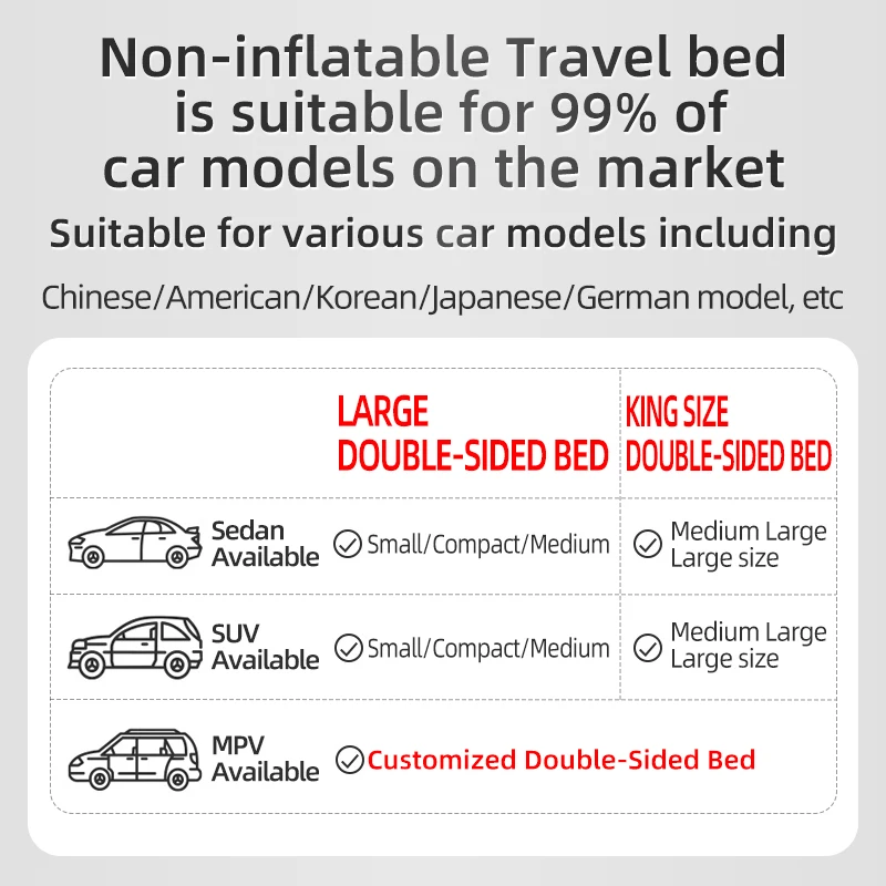 quick install Non Inflatable car back seat bed  double  camping mattress sleeping SUV mattress with Storage Bag adults boys girl