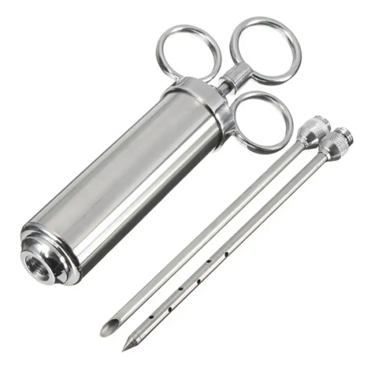 Stainless Steel Seasoning Injector with Marinade Needles Meat Injector BBQ Grill 304 Stainless Steel Food Syringe