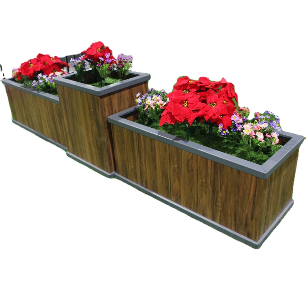 Manufacturer Outdoor garden aluminum flower beds/street plants square aluminum pot boxes