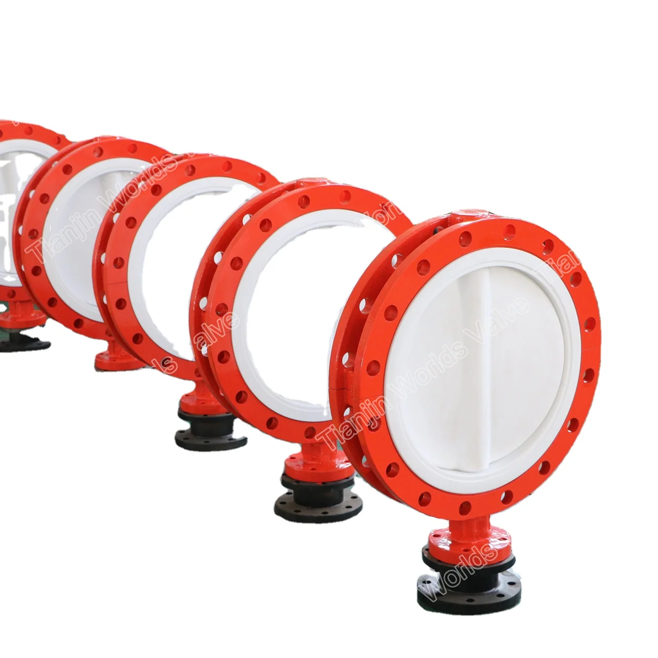 TWO PIECES BODY FULL PTFE PFA LINING WAFER TYPE BUTTERFLY VALVE