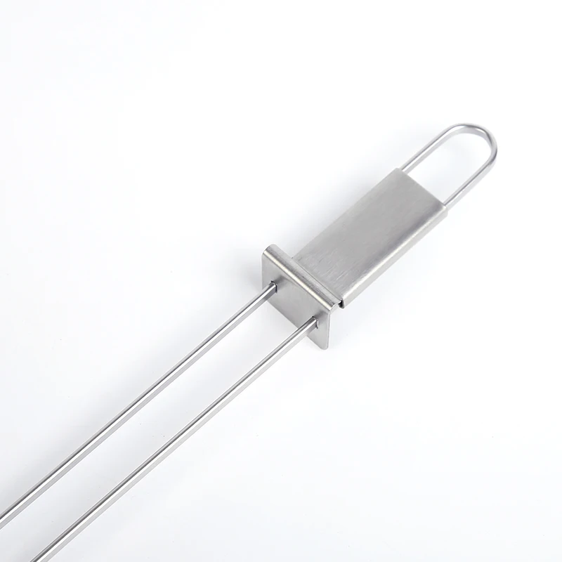 Amazon Hot Sale BBQ Skewers Stainless Steel Barbecue Forks with Push Bar Meat Flat Metal Long Kabob Skewers for Grilling