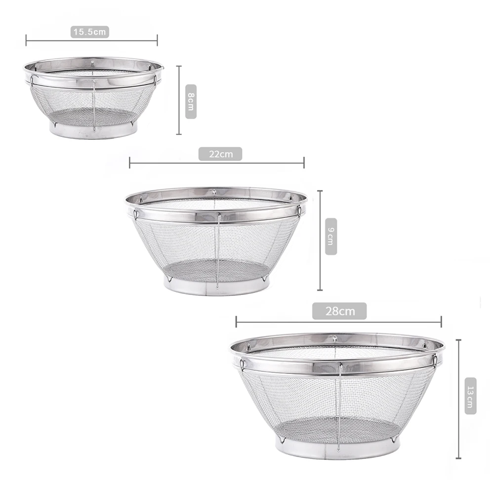 Hot Selling Kitchen Gadget Stable Fine Mesh Strainer Basket Stainless Steel Colanders & Strainers stainless steel container
